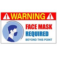 Warning face mask required beyond this point sign labe vector