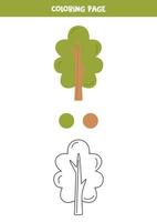 Color hand drawn green tree. Worksheet for kids. vector