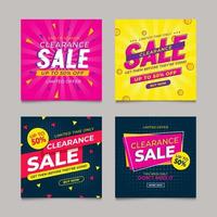 Set of Clearance Sale Social Media Post vector