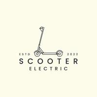 scooter electric with line art style logo icon template design. otoped , kick, knee, eccentric-hub vector illustration