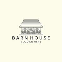 barn house with linear style logo icon template design. lodging, wood, home, hut, vector illustration