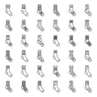 Cotton socks icons set, outline style vector