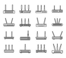 Modem icons set outline vector. Internet router vector