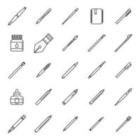 Calligraphy tools icons set outline vector. Paint nib vector