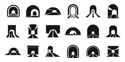 Tunnel icons set simple vector. Rail track vector