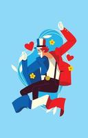 Dancing Man With Clown Make Up in Bastille Day vector