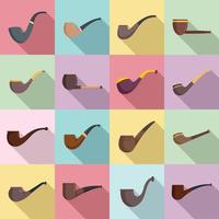 Smoking pipe icons set flat vector. Luxury tobacco vector