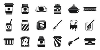 Chocolate paste icons set simple vector. Jar bottle vector