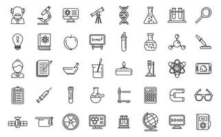 Research scientist icons set outline vector. Lab formula vector