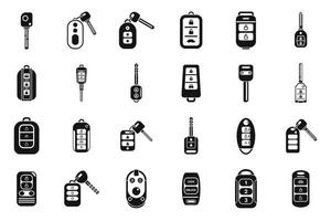 los iconos de la llave del coche inteligente establecen un vector simple. conductor móvil