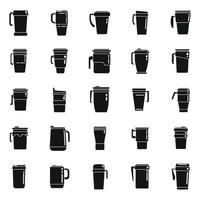 los iconos de la taza termo establecen un vector simple. taza de café