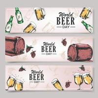 banner de cerveza en concepto de estilo dibujado a mano vector