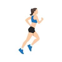 mujer adulta muscular corriendo o trotando. ejercicio de entrenamiento. atleta de maratón haciendo sprint al aire libre - ilustración de vector plano simple.