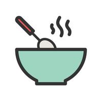 icono de línea llena de comida caliente vector