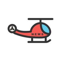 News Helicopter Filled Line Icon vector