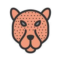 icono de línea llena de cara de leopardo vector