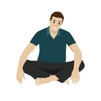 Man sit on a floor with pretzel style flat illustration vector