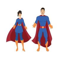 Superhero man and woman, symbol, element, sign. Shield, emblem superman. Kid hero illustration