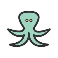 icono de línea llena de pulpo vector