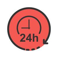 icono de línea llena las 24 horas vector