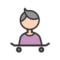 With Skateboard Filled Line Icon vector