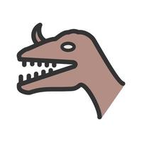 icono de línea llena de cara de dinosaurio vector