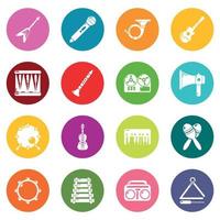 Musical instruments icons set colorful circles vector