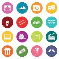 Cinema icons many colors set vector