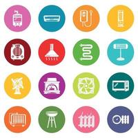 Heat cool air flow tools icons set colorful circles vector