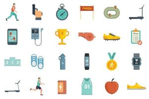 Running icons set flat vector isolated