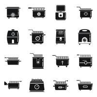 Bake deep fryer icons set simple vector. Electric cook food vector