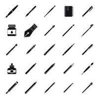 Calligraphy tools icons set simple vector. Paint nib vector