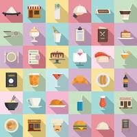 Restaurant icons set flat vector. Cook cafe vector