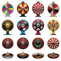 Roulette icons set cartoon vector. Fortune wheel vector