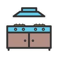 icono de línea llena de estufa de cocina vector