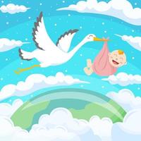 Stork Delivering Cute Baby Concept vector