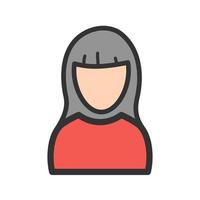 Girl with Bangs Filled Line Icon vector