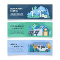 Eco Green Technology Banner Set vector