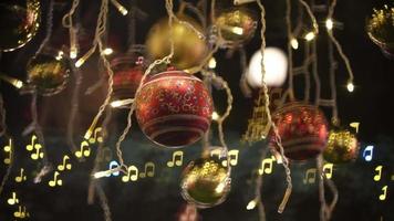 bola de navidad de enfoque selectivo con fondo de música video