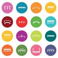 Bridge set icons many colors set vector