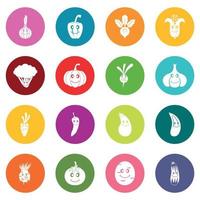 Smiling vegetables icons many colors set vector