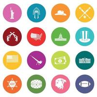 iconos de estados unidos conjunto de muchos colores vector