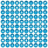 100 interior icons set blue vector