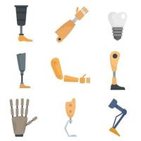 Artificial limbs icons set flat vector isolated