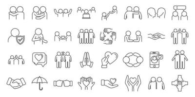 Trust team icons set outline vector. People community vector