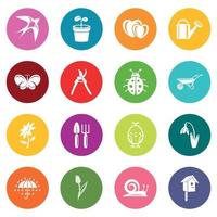 Spring icons set colorful circles vector