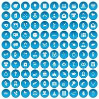 100 heart icons set blue vector