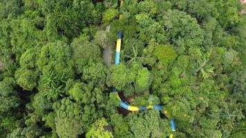 Aerial view water slide at theme park video