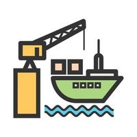 Delivery via Shipping Filled Line Icon vector