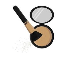 Face powder and makeup brushes flat illustration vector